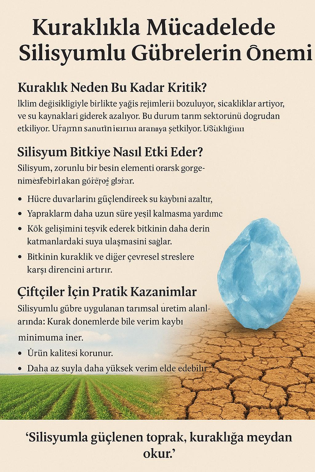 Kuraklıkla Mücadelede Silisyumlu Gübrelerin Önemi