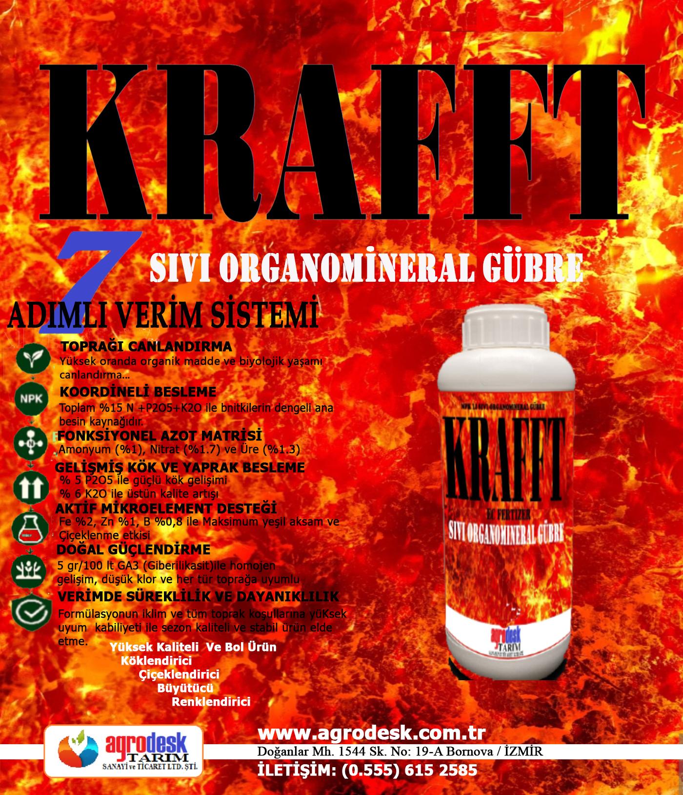 KRAFFT NPK+ (Mg + S + Fe + Zn + B) 'LI SIVI ORGANOMİNERAL  GÜBRE 1 LT