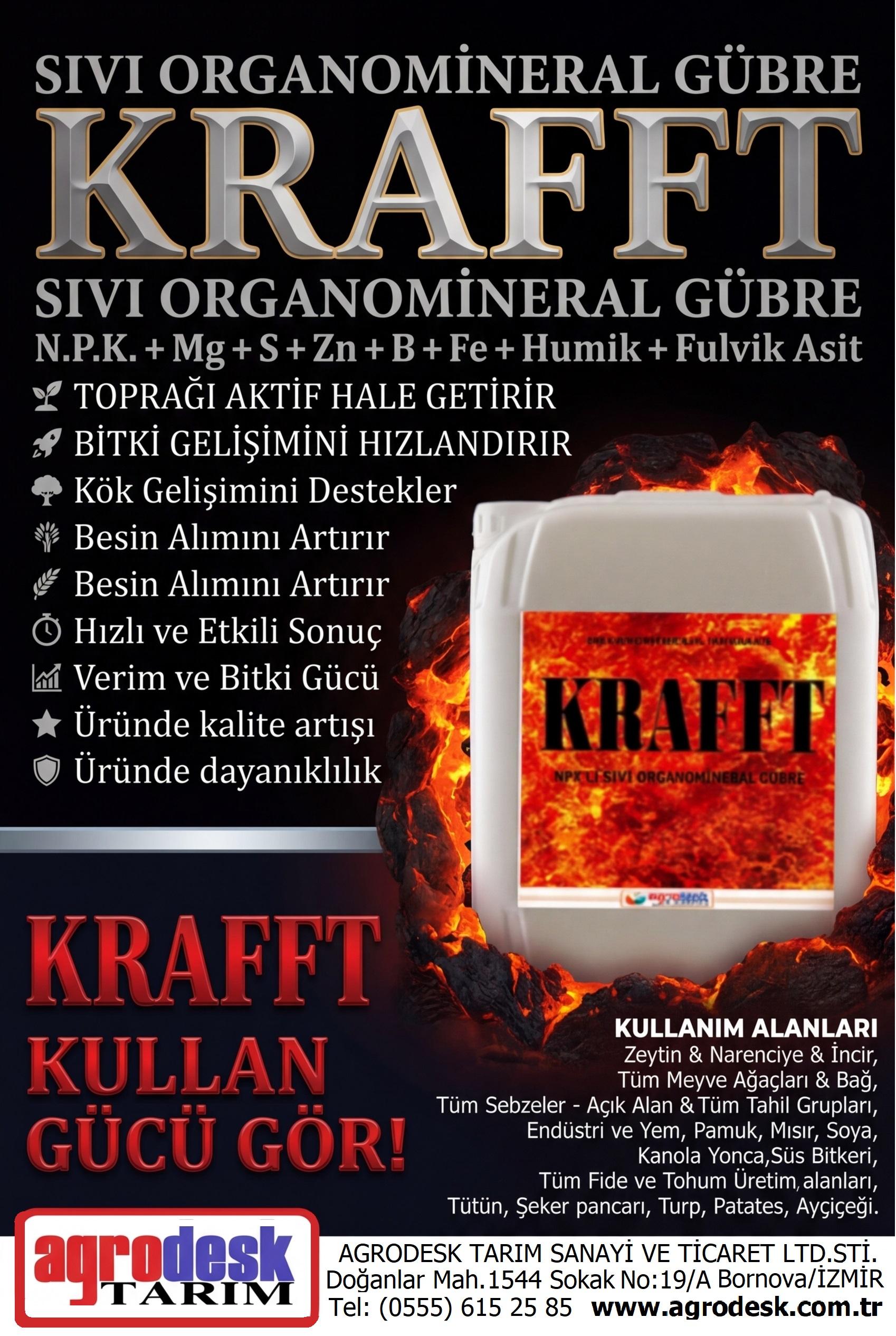 KRAFFT NPK+(Mg + S + Fe + Zn + B)'LI SIVI  ORGANOMİNERAL GÜBRE 20 LT