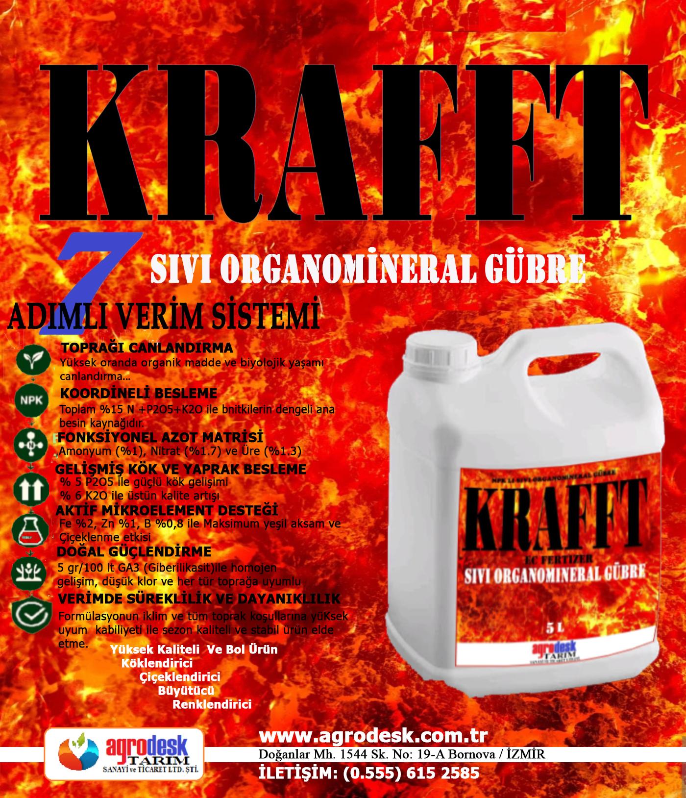KRAFFT NPK +(Mg + S + Fe + Zn + B) 'LI SIVI  ORGANOMİNERAL GÜBRE 5 LT