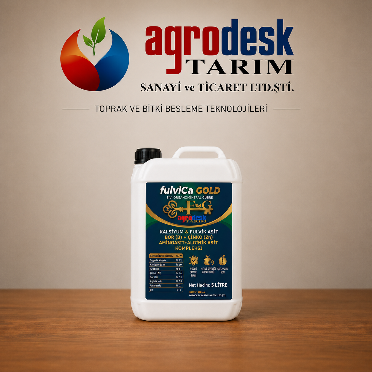 fulvİCa GOLD KALSİYUM+BOR+ÇİNKO+ALGİNİK ASİT+AMİNOASİT KOMPLEKSİ 5 LT(SATIŞA KAPALIDIR-AG-GE AŞAMASINDA)