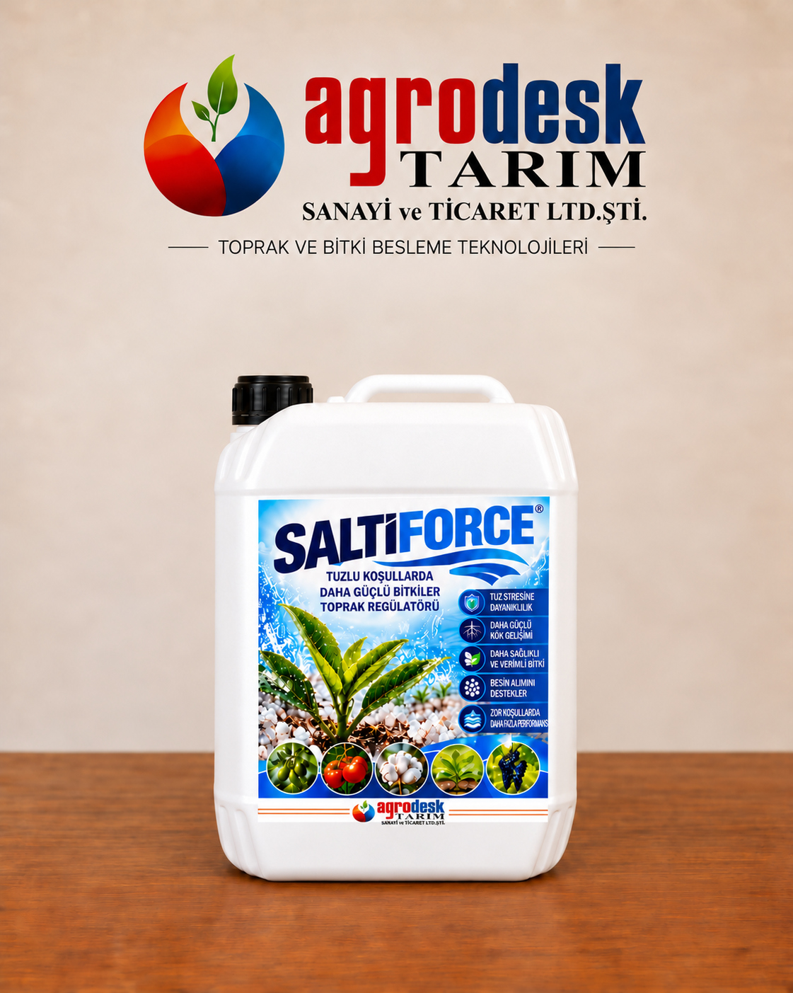 SALTIFORCE® LIQUID — Tuzluluk stresi ve kök bölgesi yönetimine yönelik sıvı toprak düzenleyici. 5 L