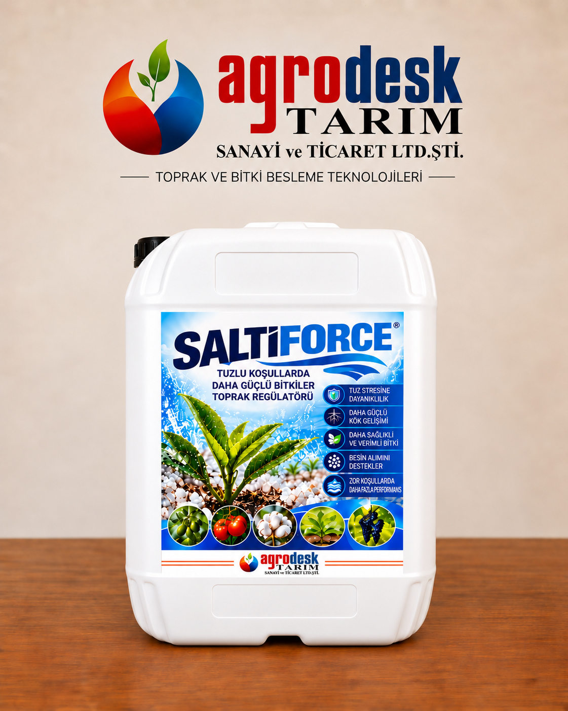 SALTIFORCE® LIQUID — Tuzluluk stresi ve kök bölgesi yönetimine yönelik sıvı toprak düzenleyici. 20 L